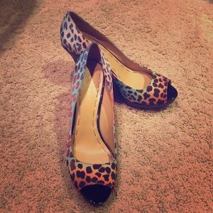 Nine West Multi-colored Leopard Print Heels